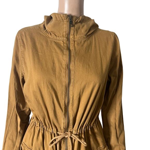 Old Navy Utility Jacket Women Small Brown Hooded Anorak Drawstring Waist Pockets - Picture 7 of 11